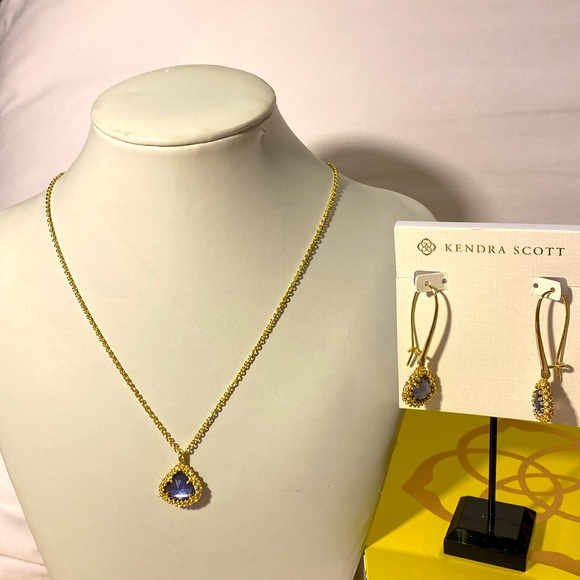 Kendra Scott Set Framed Kendall Necklace & Earrings NWT Lavender Illusion - Picture 6 of 9
